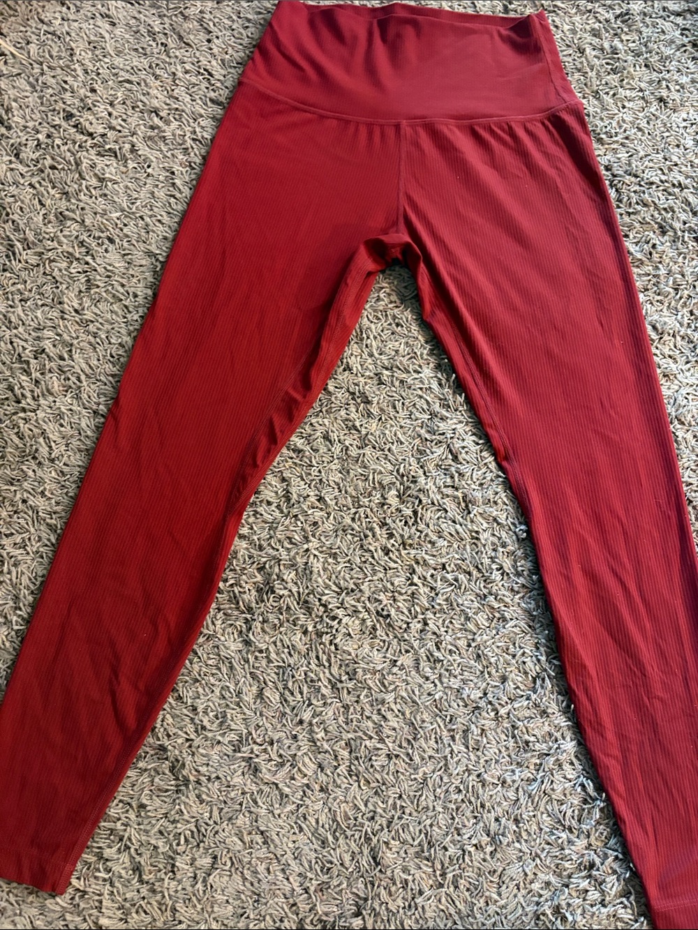 MPG Women's Ribbed High-Waist Leggings - Burgundy
